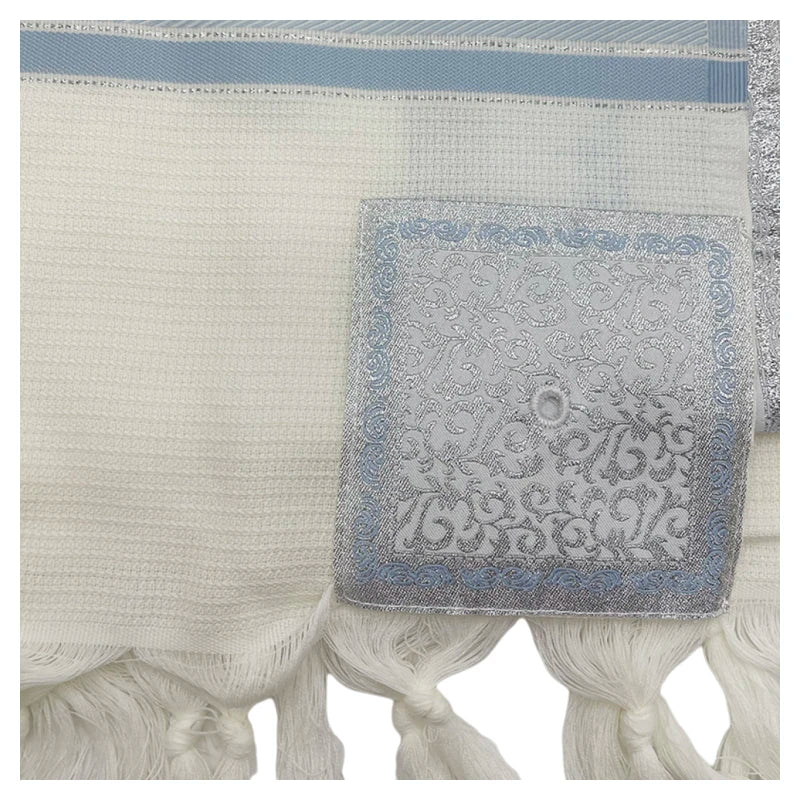 Tallit 100% Laine Bleu clair